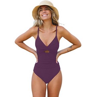 Women's Cupshe Twist Front Cutout Ruched One-Piece Swimsuit
