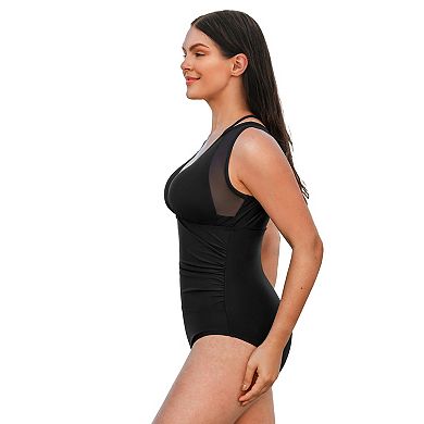 Plus Size Cupshe Halter Mesh One-Piece Swimsuit