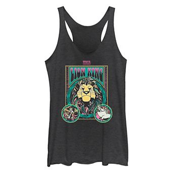 Disney's The Lion King Simba, Timon & Pumba Psychedelic Poster Juniors' Tri-Blend Racerback Tank Top