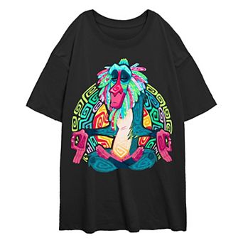 Disney's The Lion King Rafiki Sukhasana Pose Juniors' Oversized Graphic Tee