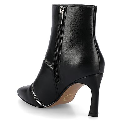 Journee Catoa Women's Pointed Toe Zipper Detail Stiletto Heel Ankle Boots