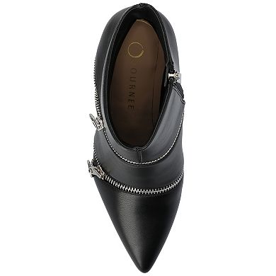 Journee Catoa Women's Pointed Toe Zipper Detail Stiletto Heel Ankle Boots