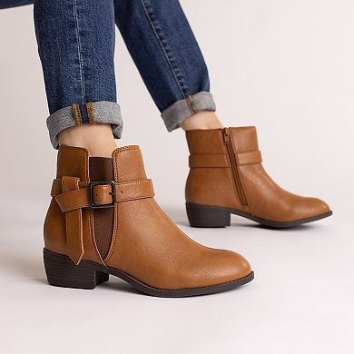 Journee Devina Women's Almond Toe Block Heel Ankle Boots In Regular & Wide Width