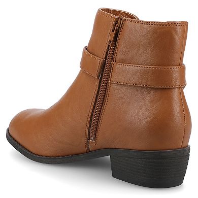 Journee Devina Women's Almond Toe Block Heel Ankle Boots In Regular & Wide Width