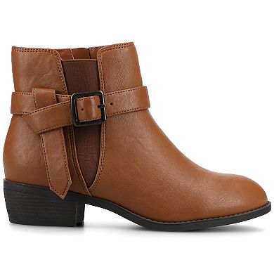 Journee Devina Women's Almond Toe Block Heel Ankle Boots In Regular & Wide Width
