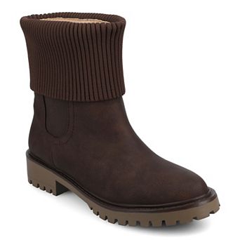 Journee Isabeau Women's Round Toe Block Heel Casual Comfort Chelsea Ankle Boots In Regular & Wide Width