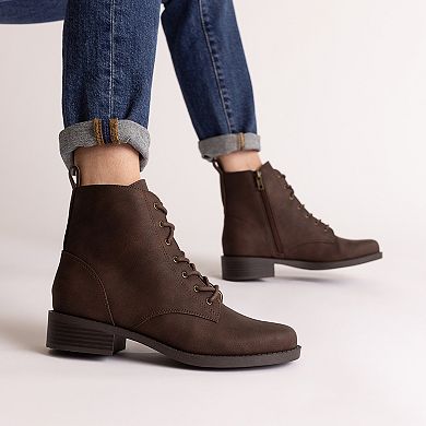 Journee Kodah Women's Lace-Up Block Heel Ankle Boots In Regular & Wide Width