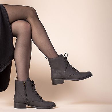 Journee Kodah Women's Lace-Up Block Heel Ankle Boots In Regular & Wide Width