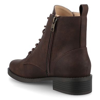 Journee Kodah Women's Lace-Up Block Heel Ankle Boots In Regular & Wide Width