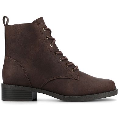 Journee Kodah Women's Lace-Up Block Heel Ankle Boots In Regular & Wide Width