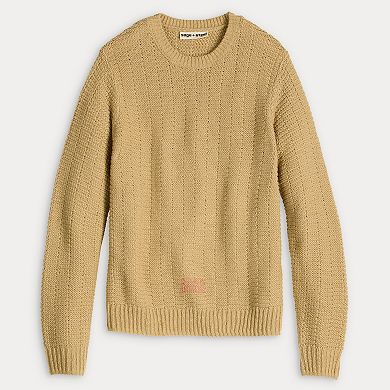 Men's Sage and Steel Textured Waffle Crewneck Sweater
