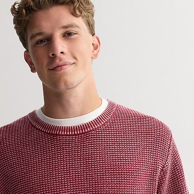 Men's Sage and Steel Washed Textured Crewneck Sweater