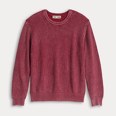 Men's Sage and Steel Washed Textured Crewneck Sweater