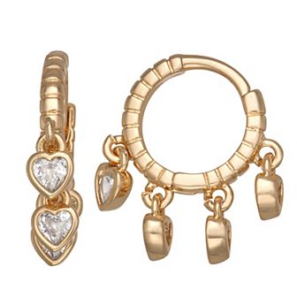 Napier Gold Tone Crystal Social Cubic Zirconia Huggie Earrings