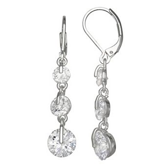 Napier Silver Tone Crystal Social Cubic Zirconia Linear Earrings