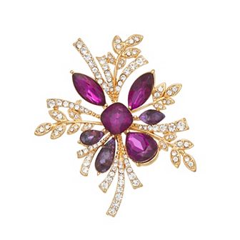 Napier Gold Tone Box Elevated Stones Pin