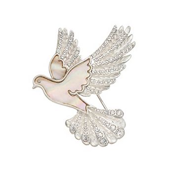 Napier Silver Tone Crystal Box Elevated Dove Pin