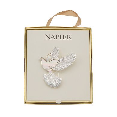 Napier Silver Tone Crystal Box Elevated Dove Pin