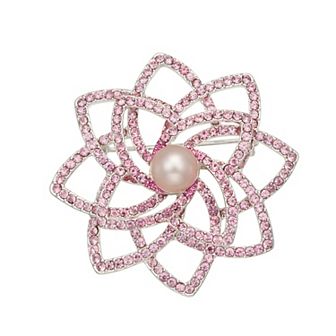 Napier Silver Tone Pink Pearl Box Elevated Flower Pin