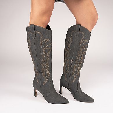 Journee Laramie Women's Stiletto Knee-High Embroidered Boots