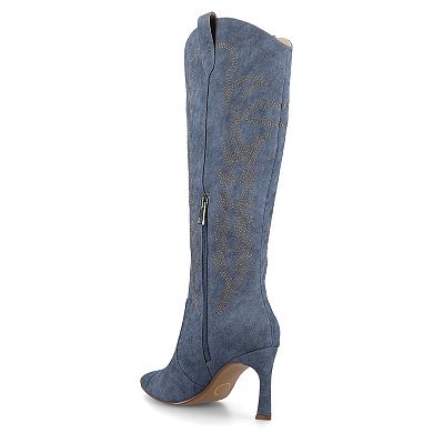 Journee Laramie Women's Stiletto Knee-High Embroidered Boots