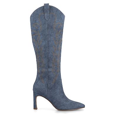 Journee Laramie Women's Stiletto Knee-High Embroidered Boots