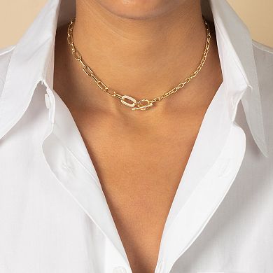Eden By Adina Eden 14k Gold Over Brass Cubic Zirconia Accented Toggle Multi Chain Necklace
