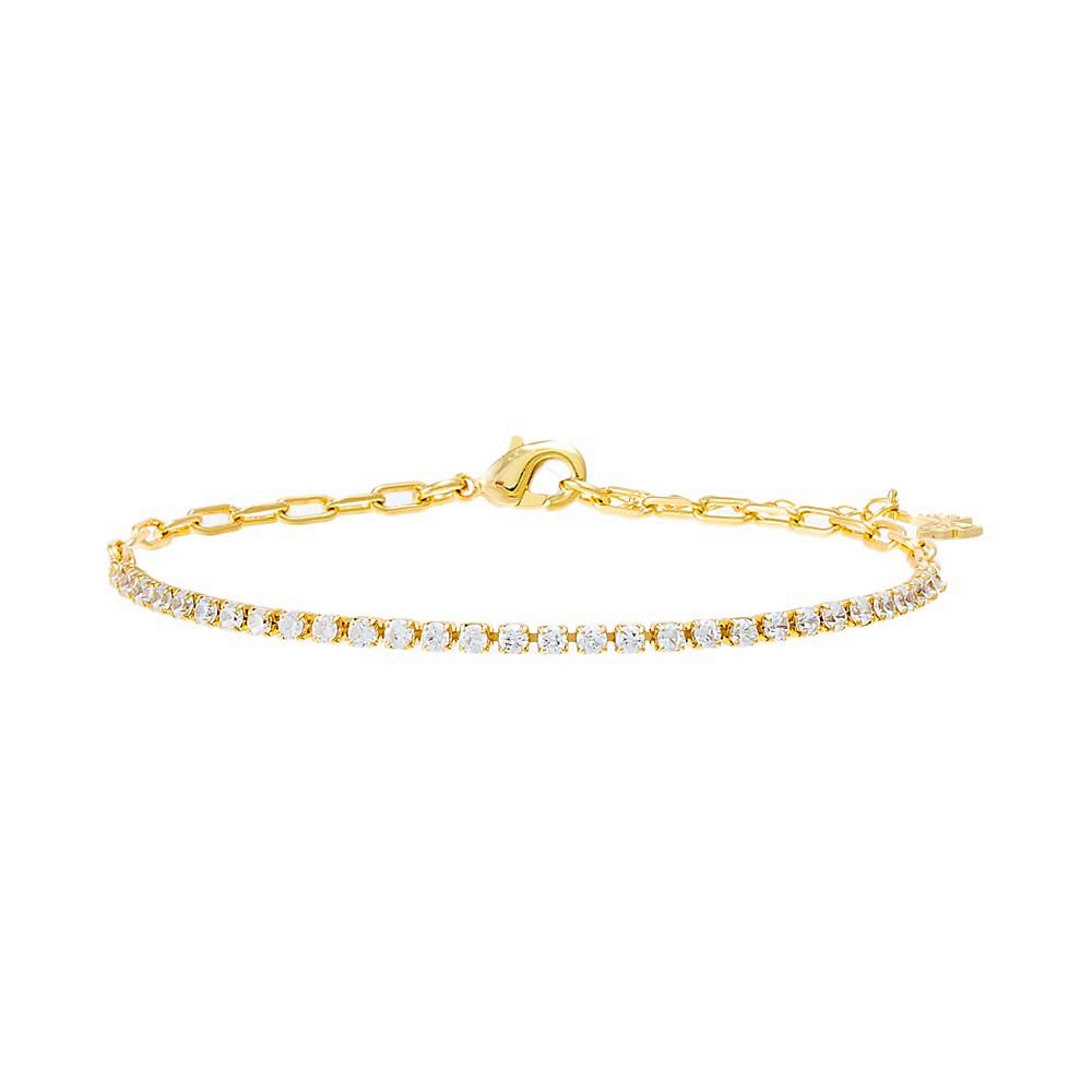 Eden By Adina Eden 14k Gold Plated Cubic Zirconia Half Tennis Link Bracelet