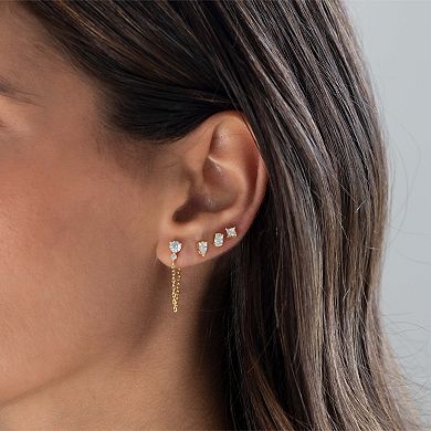 Eden By Adina Eden 14k Gold Plated Double Cubic Zirconia Chain Front Back Stud Earrings