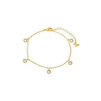 Eden By Adina Eden 14k Gold Plated Mini Multi Cubic Zirconia Bezel Dangling Charm Bracelet