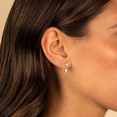 Eden By Adina Eden 14k Gold Plated Round Cubic Zirconia Teardrop Dangling Stud Earrings