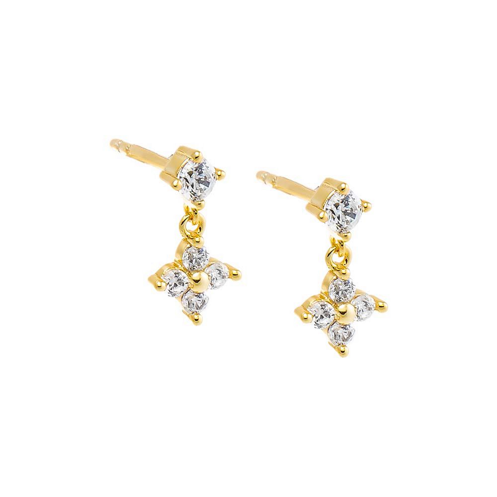 Eden By Adina Eden 14k Gold Plated Tiny Cubic Zirconia Flower Shaker ...