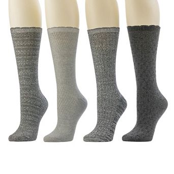 Women's Bearpaw 4 pk Mixed Texture Crew Socks