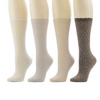 Women's Bearpaw 4 pk Mixed Texture Crew Socks