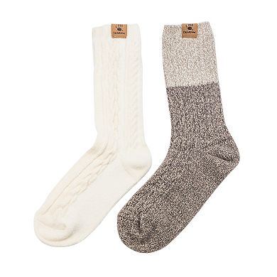 Women's Bearpaw 2-pk. Large Cable Crew Socks