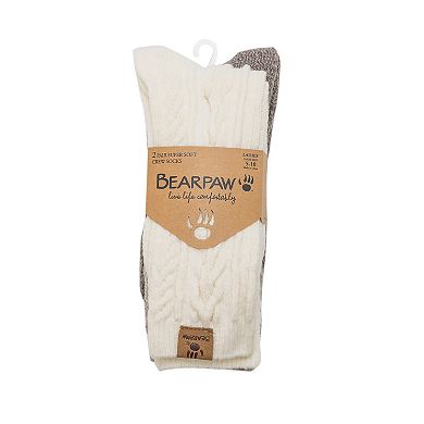 Women's Bearpaw 2-pk. Large Cable Crew Socks