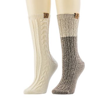 Women's Bearpaw 2 pk Large Cable Crew Socks