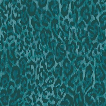 Nicole Miller Laid Back Leopard Teal Peel & Stick Wallpaper