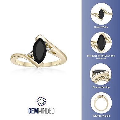 Gemminded 10k Gold Onyx & Diamond Accent Ring
