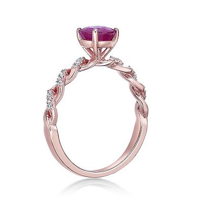Gemminded 10k Rose Gold Ruby & 1/10 Carat T.W. Diamond Ring