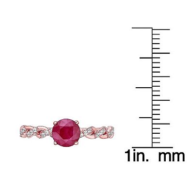 Gemminded 10k Rose Gold Ruby & 1/10 Carat T.W. Diamond Ring