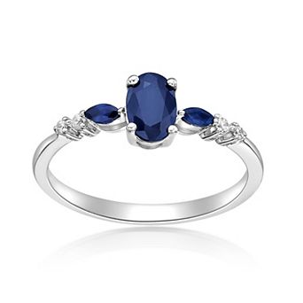 Gemminded 10k White Gold Sapphire & Diamond Accent Ring