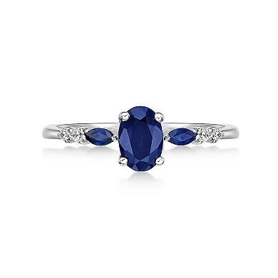 Gemminded 10k White Gold Sapphire & Diamond Accent Ring