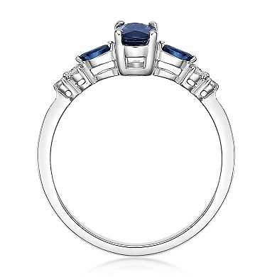 Gemminded 10k White Gold Sapphire & Diamond Accent Ring