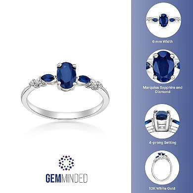 Gemminded 10k White Gold Sapphire & Diamond Accent Ring