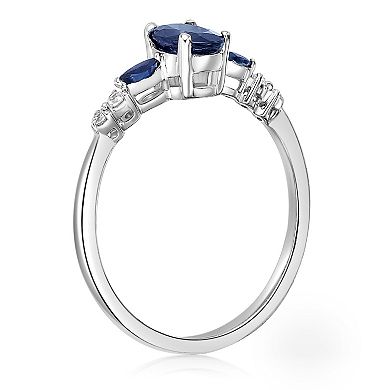 Gemminded 10k White Gold Sapphire & Diamond Accent Ring