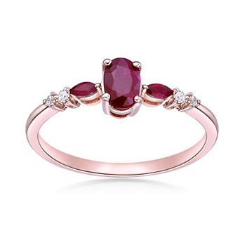 Gemminded 10k Rose Gold Ruby & Diamond Accent Ring