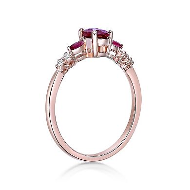 Gemminded 10k Rose Gold Ruby & Diamond Accent Ring