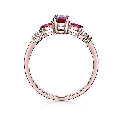 Gemminded 10k Rose Gold Ruby & Diamond Accent Ring