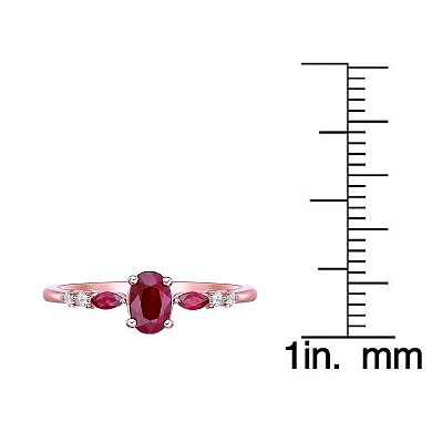 Gemminded 10k Rose Gold Ruby & Diamond Accent Ring